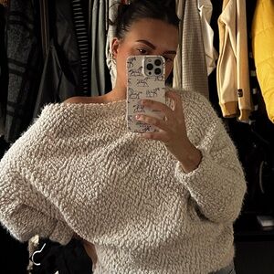 Lovestitch Popcorn Knit Dolman Sweater Wide Neck